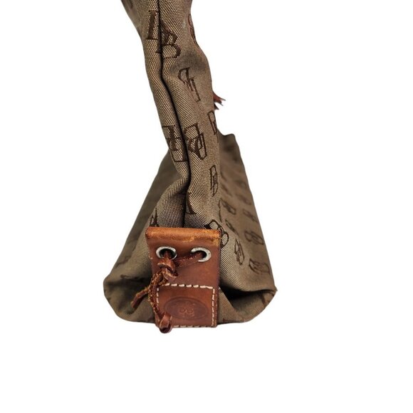 Dooney & Bourke Khaki Signature Monogram Canvas Tan Leather Tassel Tote - Picture 3 of 16